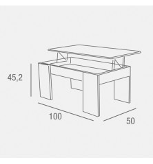MESA CENTRO ELEVABLE MOD. PETRONA EN  BLANCO, ROBLE , ARTISAN
