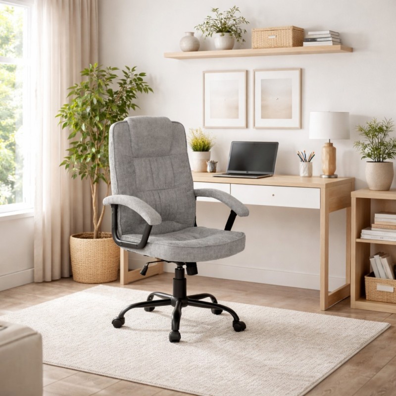 Silla oficina mod. Odina tela c/ gris claro - estructura negra Silla oficina mod. Odina tela c/ gris claro - estructura negra