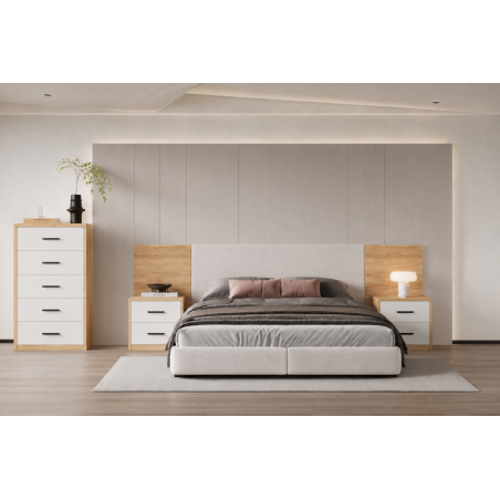 Dormitorio Elba cabecero y dos mesitas 2 cajones