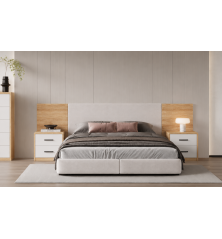 Dormitorio Elba cabecero y dos mesitas 2 cajones
