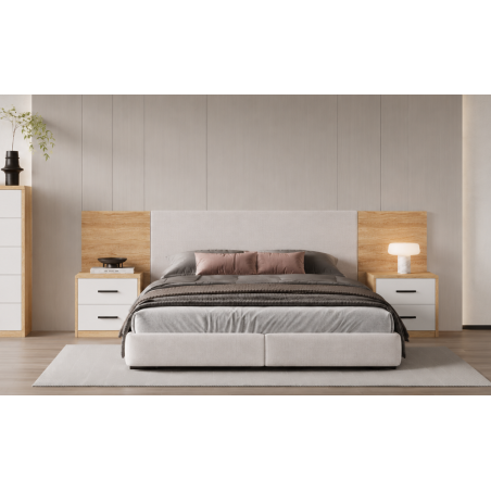 Dormitorio Elba cabecero y dos mesitas 2 cajones