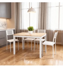 MESA COCINA FIJA MOD. DALTONA TAPA ROBLE - PATA BLANCA