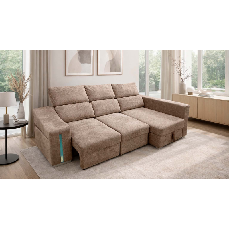 SHAISELONGUE CAMA XL DCHA. MOD.MENUA BEIG Y GRIS