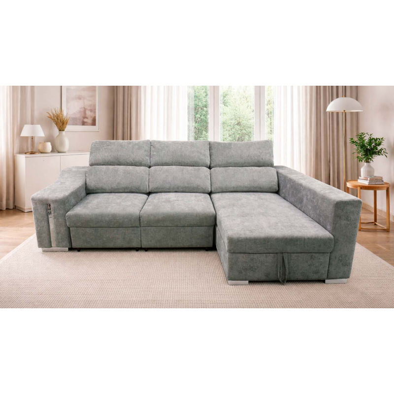 Shaiselongue cama xl dcha. mod. Menua beig y gris