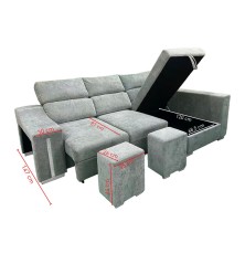 SHAISELONGUE CAMA XL DCHA. MOD.MENUA BEIG Y GRIS