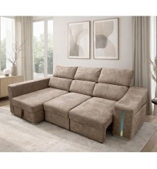 SHAISELONGUE CAMA XL IZDA . MOD.MENUA BEIG Y GRIS