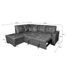 SHAISELONGUE CAMA IZDA. MOD.ISIS TAP.MALMO 90 GRIS