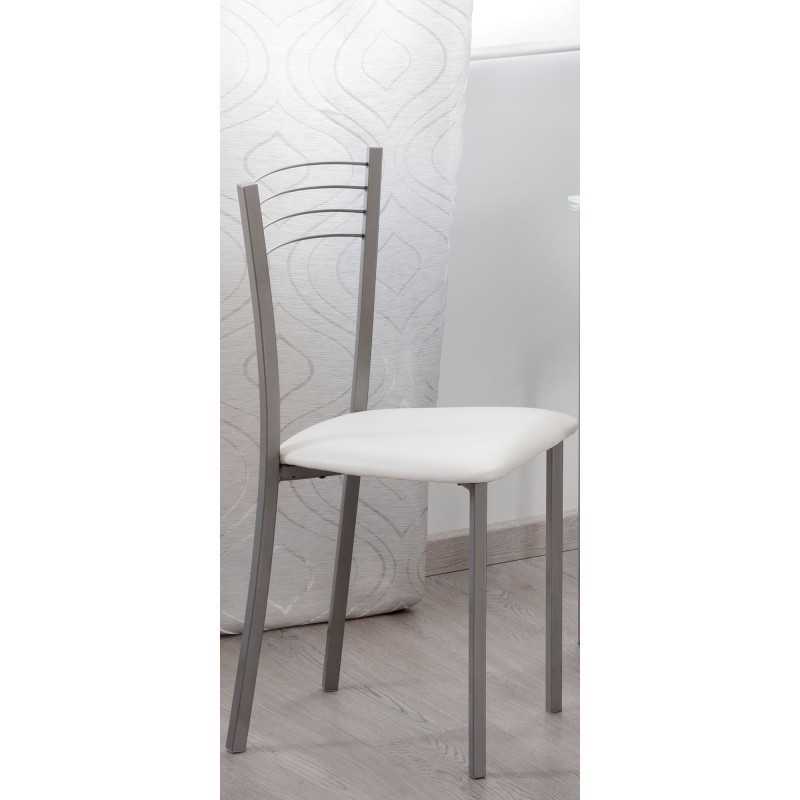 SILLA DE COCINA METÁLICA BLANCA MODELO FERRAN (PACK 4 SILLAS)