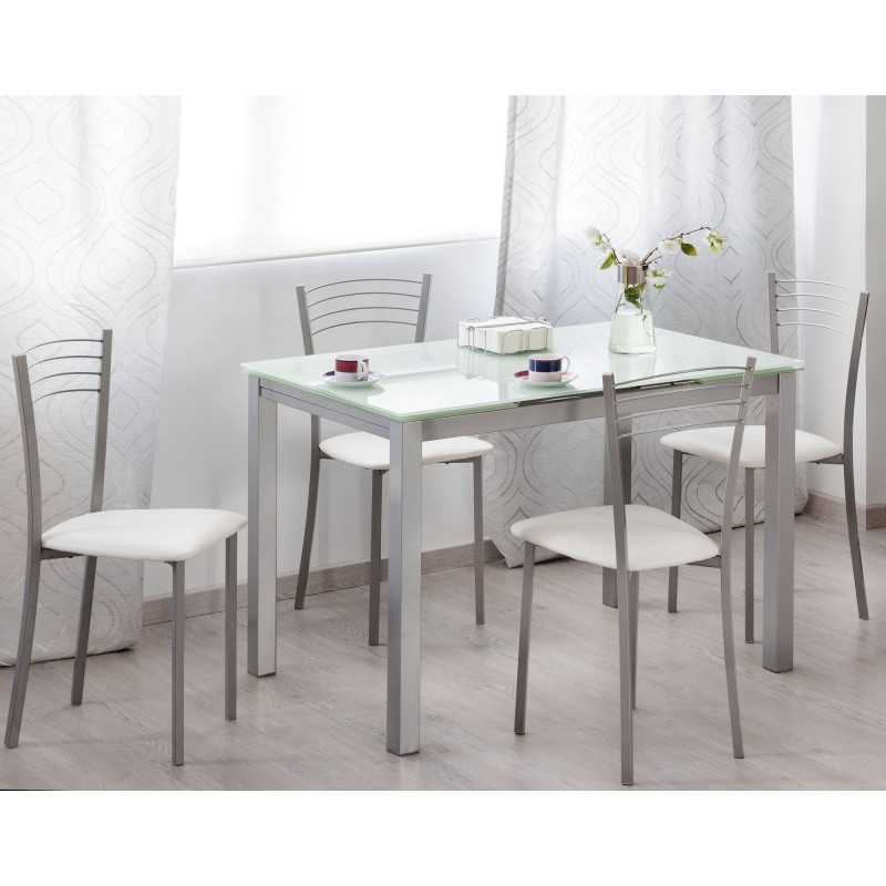 MESA DE COCINA EXTENSIBLE CRISTAL ESTOCOLMO, Cocina Cor White MESA DE COCINA EXTENSIBLE CRISTAL ESTOCOLMO, Cocina Cor White