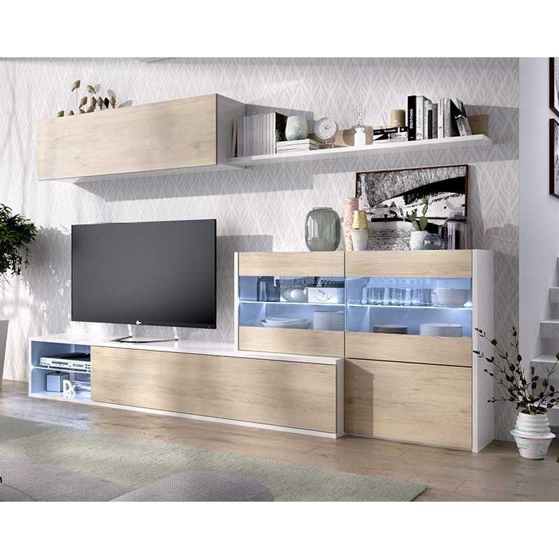 Muebles salón blanco modular, de 280 cm.