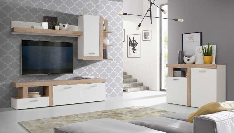 Composición De Salón Con Mueble Tv + Aparador Alto, Nordic - Ness 5 con  Ofertas en Carrefour