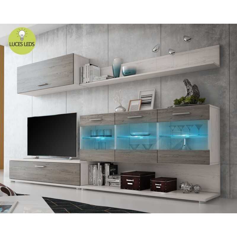 Mueble de Salón para TV con Vitrina y Leds.