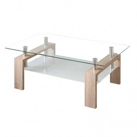 Mesa de centro Sendra cristal pata blanco o roble