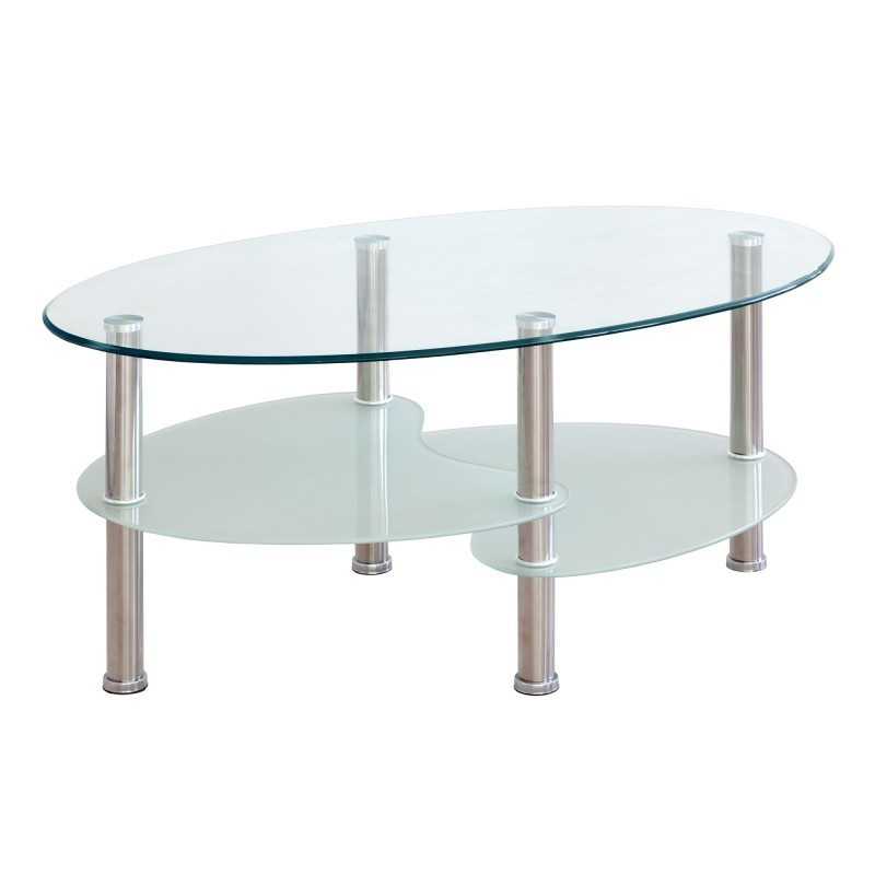 MESA DE CENTRO CRISTAL PATA CROMO ELENA MESA DE CENTRO CRISTAL PATA CROMO ELENA