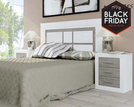 Dormitorio oferta lara cabecero y dos mesitas cambria blanco