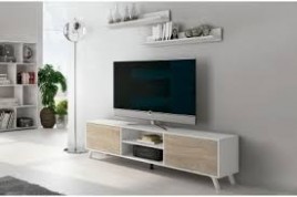Modulo tv y dos estantes modelo soto blanco roble