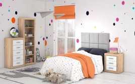 DORTMITORIO JUVENIL LARA 73 CABEZAL TAPIZADO GRIS CAMBRIA BLANCO dormitorios juveniles 421,00 € 347,93 €