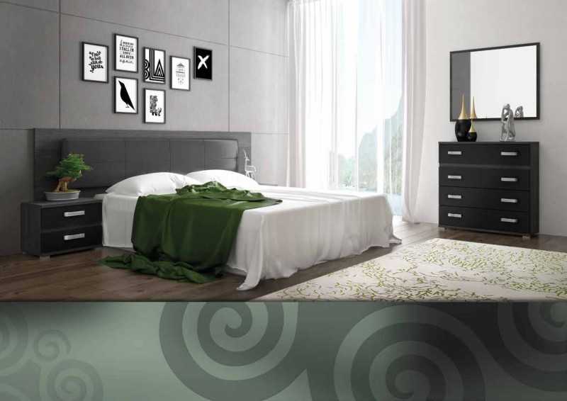 Dormitorio completo modelo rambla 04 tapizado en pu grafito Dormitorio completo modelo rambla 04 tapizado en pu grafito