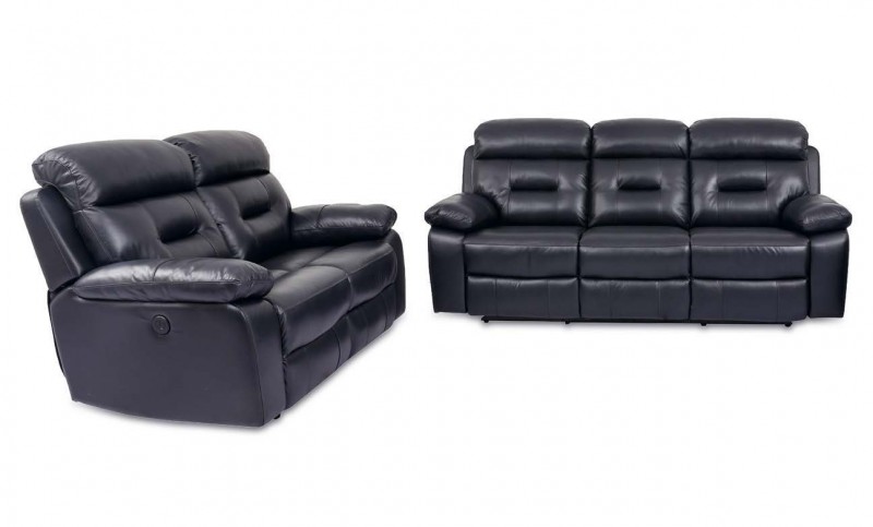 Conjunto sofas 3+2 plazas modelo  roosevelt electrico en piel color marino