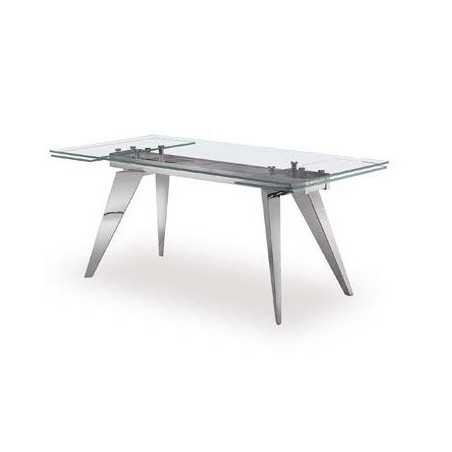 Mesa de comedor modelo amor omnia vincit cromada cristal templado 12 mm extensible