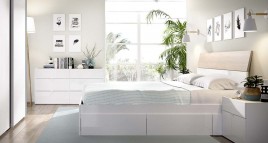 Dormitorio gia con comoda doble en blanco natural