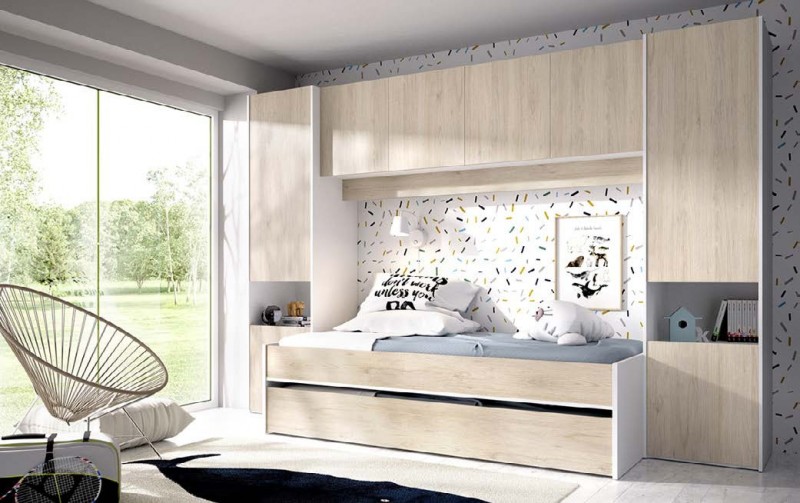 Cama nido modelo KWAI con altillo y dos armarios dormitorios juveniles 476,00 € 393,39 €