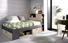 Cama compacta lanka con cabezal cajones y arcon