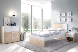 Dormitorio juvenil modelo dina completo natural blanco