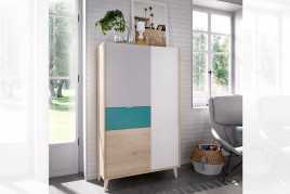 VITRINA MODELO NOVA 2 PUERTAS EN NATURAL GRIS ESMERALDA Y BLANCO