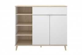 MODULO AUXILIAR WOK, CON DOS PUERTAS 1 CAJON Y ESTANTES, BLANCO NATURAL