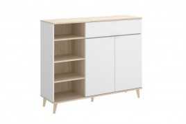 MODULO AUXILIAR WOK, CON DOS PUERTAS 1 CAJON Y ESTANTES, BLANCO NATURAL