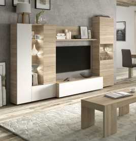 COMPOSICION SALON DISEGNO ROBLE CANADIAN BLANCO BRILLO
