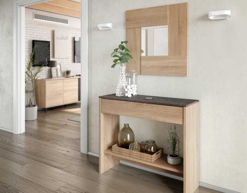 Mueble recibidor con cajón + espejo - Hermógenes