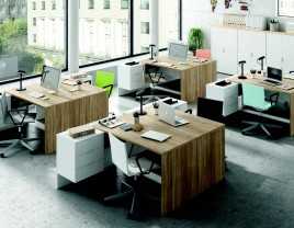 MESA DESPACHO CON BUC REVERSIBLE STYLE, ROBLE/BLANCO