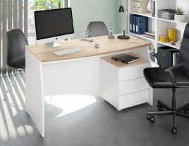 Mesa despacho con buc argon, roble/blanco