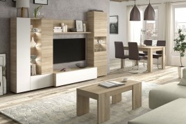 Mueble de salón essential color roble y blanco