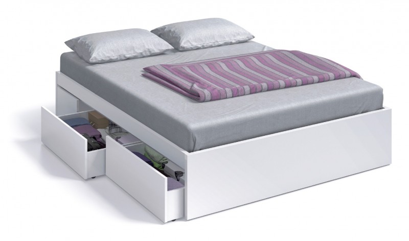 Cama 4 cajones  modelo bed, en color blanco