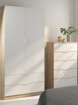 ARMARIO 2 PUERTAS 2 CAJONES YOUTH, EN DOS COLORES BLANCO Y ROBLE Resfor 135,00 € 111,57 €