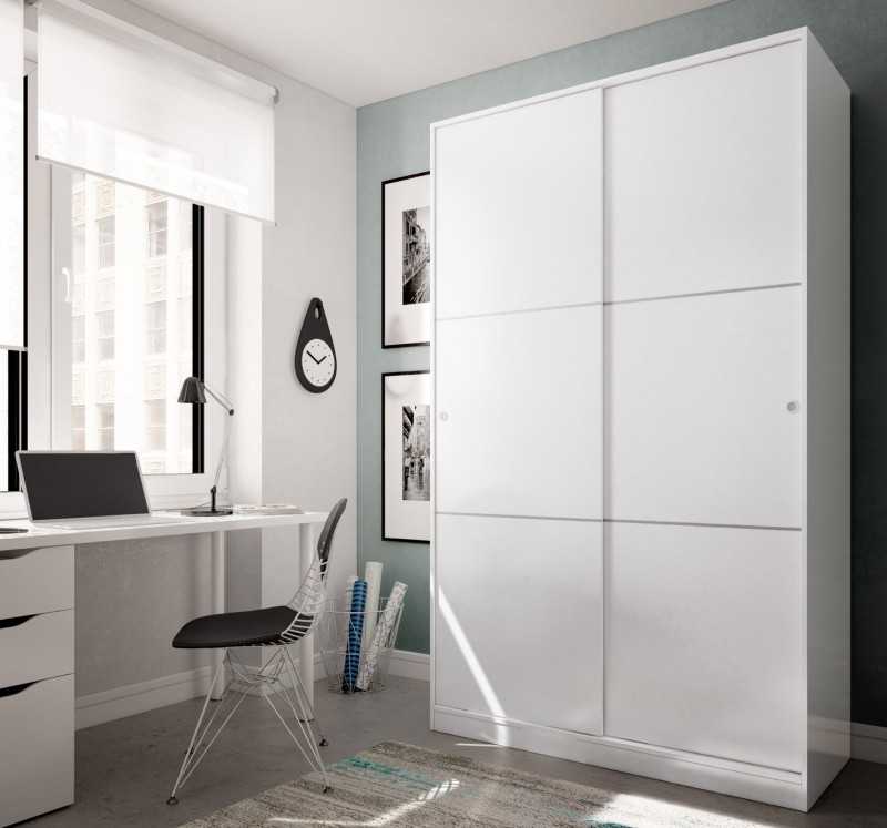 Armario 2 puertas correderas max, en blanco brillo Armario 2 puertas correderas max, en blanco brillo