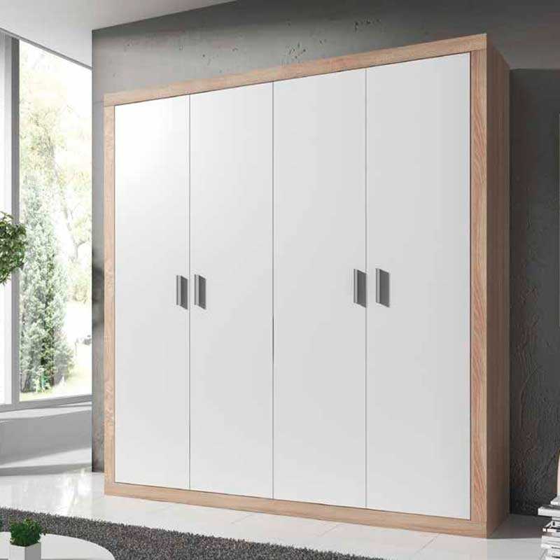 Armario 4 puertas y 4 cajones. Madera y DM lacado blanco. - Muebles  Tresilar S.L. B21467030