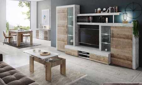 SALON MODELO LONDINES  EN ROBLE LAMINADO Y GRIS