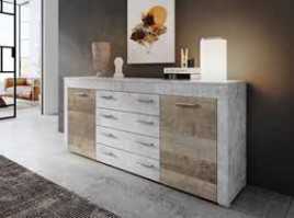 Aparador modelo londines  en roble laminado y gris