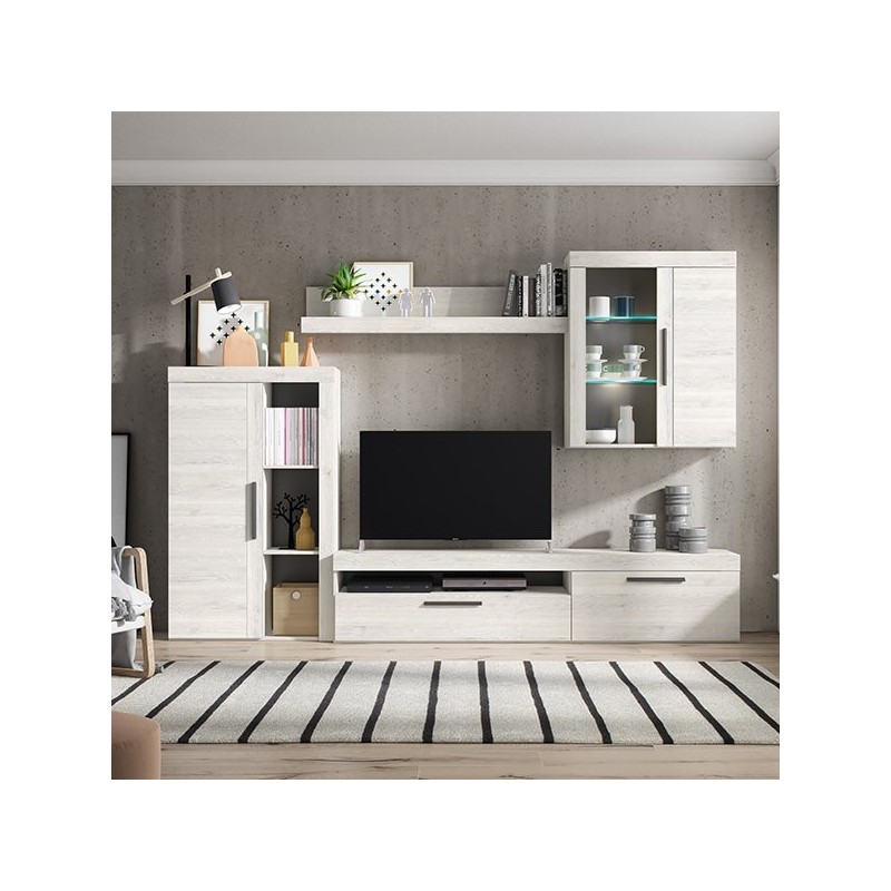 Mueble Salón Blanco y Nordic 220cm Moon 