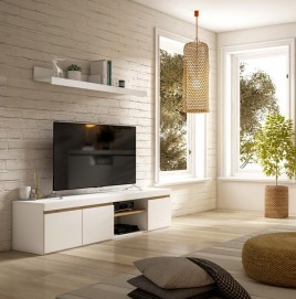 Mueble de t.v. modelo elis+estante en blanco natura