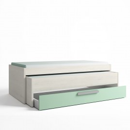Cama doble juvenil juliette estante en blanco nordic verde talco