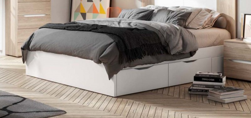 Cama cuatro cajones modelo Lyon blanco mate.