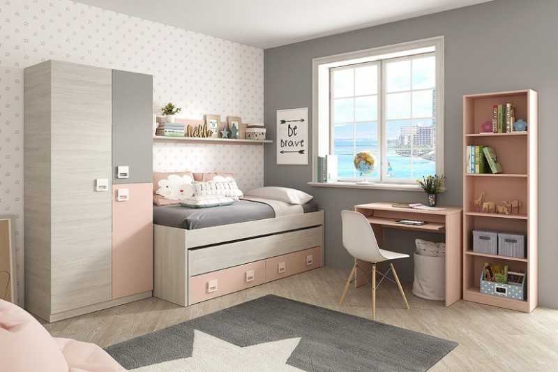 Cama doble juvenil nube + estante Cama doble juvenil nube + estante
