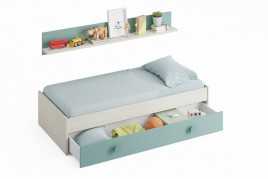 Cama doble juvenil+estanteria snuba acqua