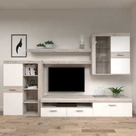 Mueble Salón TV Color Roble y Blanco 