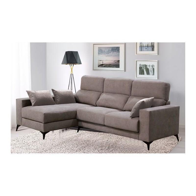 Chaise longue izquierdo con asientos deslizantes tapizado gris Merkamueble